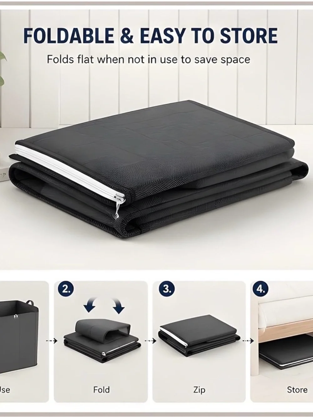 High-Capacity Gray Fabric Storage Bag with Zipper